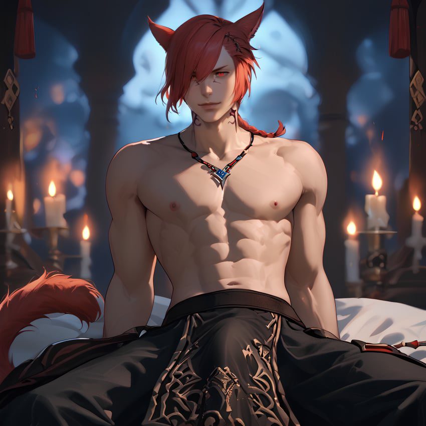 final-fantasy-game-porn-–-catboy,-muscles,-ai-generated,-e,-half-naked,-red-eyes,-tattoo