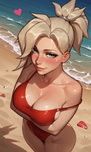 overwatch-hentai-xxx-–-ocean,-seductive-smile,-blue-eyes,-ponytail,-,-one-piece-swimsuit