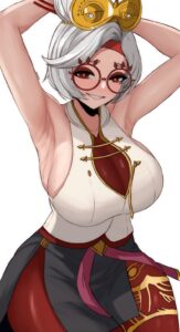 the-legend-of-zelda-game-porn-–-round-eyewear,-highres,-arms-up,-white-hair