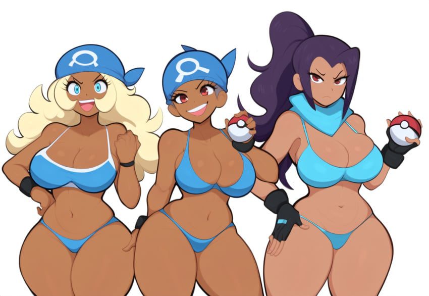 pokemon-sex-art-–-ai-generated,-bandana,-thick-thighs,-black-hair,-poke-ball,-bikini