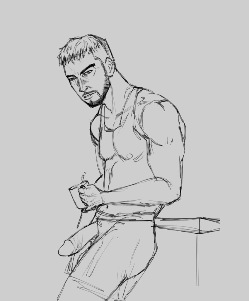 resident-evil-rule-–-resident-evil-illage,-beard,-male-only,-line-art,-gay,-chris-redfield