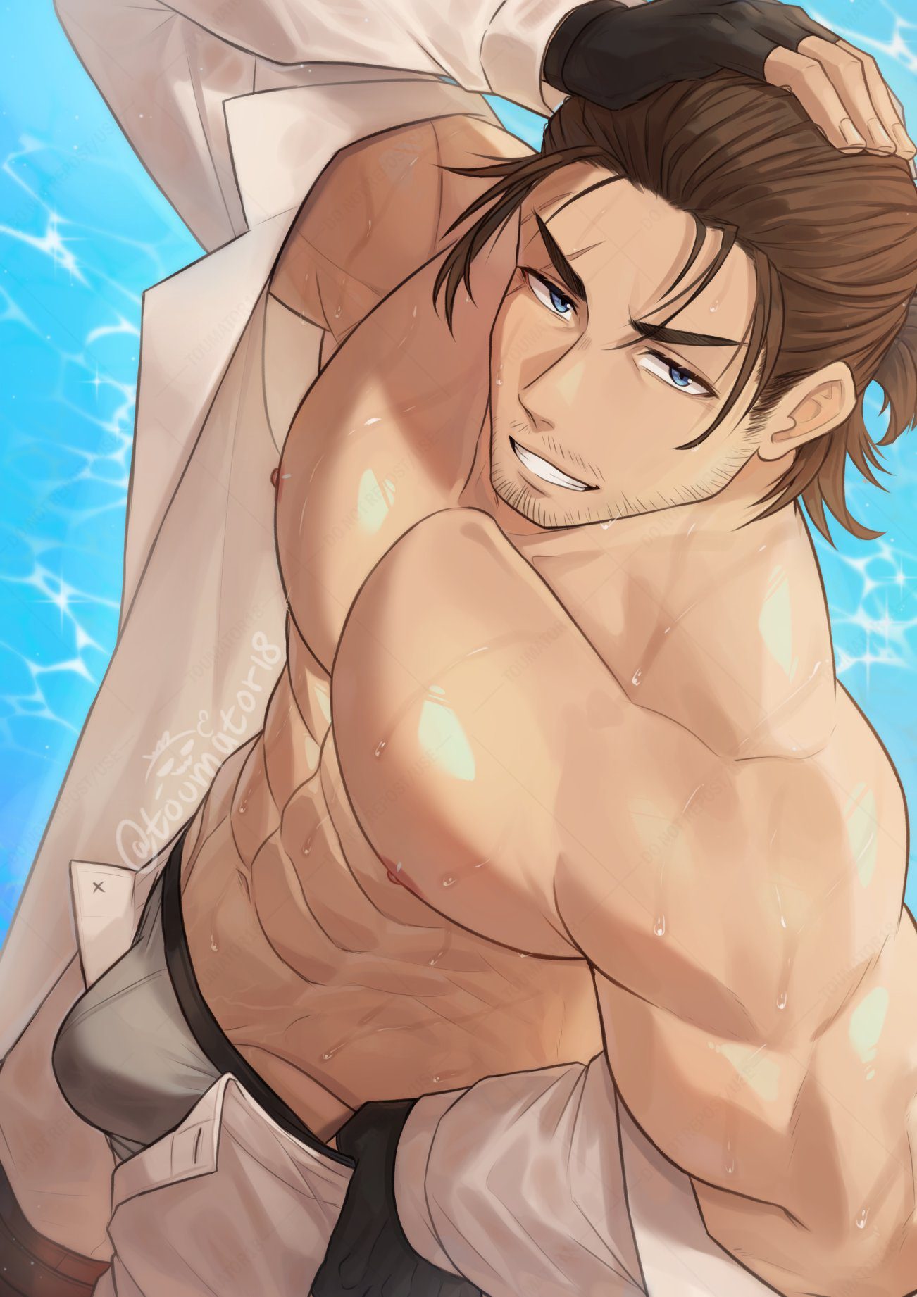 final-fantasy-hentai-xxx-–-manbun,-toned,-male-only,-only-male,-exposed-torso,-muscles,-bara