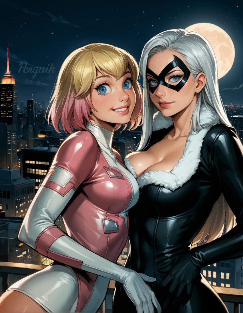 blackcat-hentai,-gwenpool-hentai-–-new-york,-two-girls,-duo,-spider-man-(series),-felicia-hardy,-together,-latex-suit