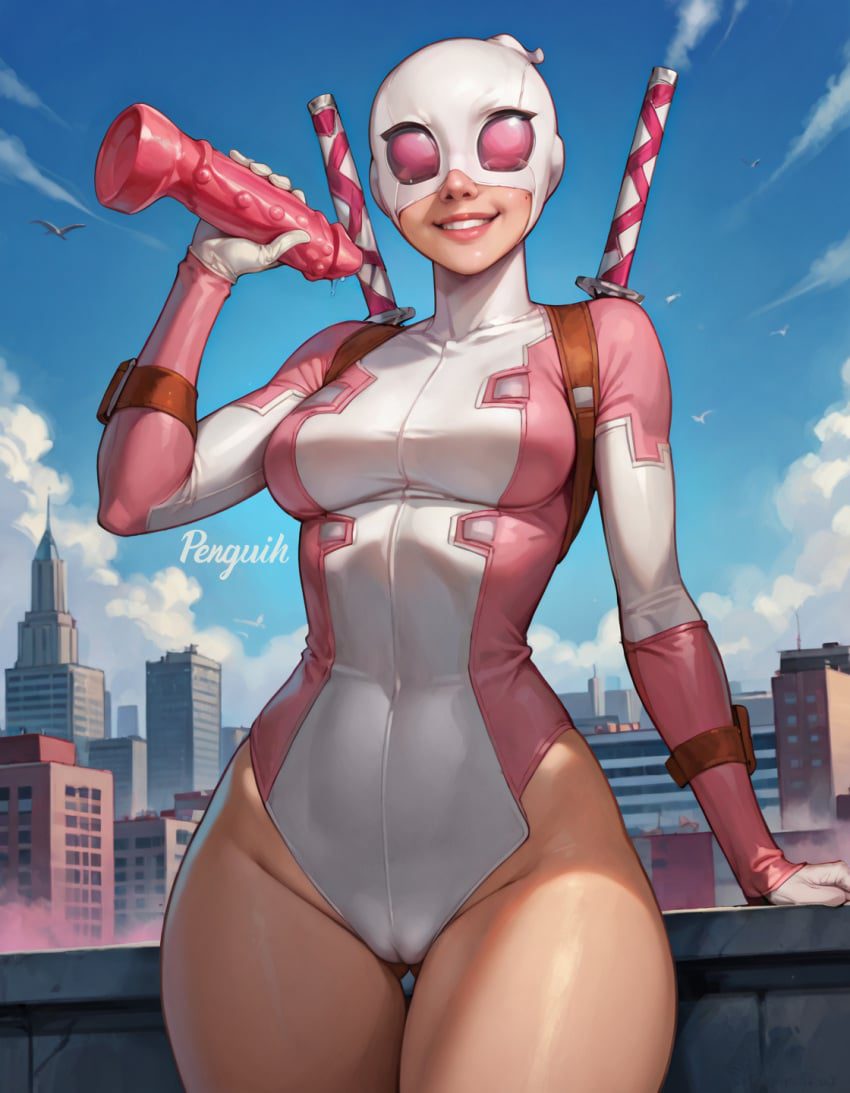 gwenpool-game-porn-–-new-york,-bodysuit,-marvel-comics,-sword,-stable-diffusion,-rooftop,-2d