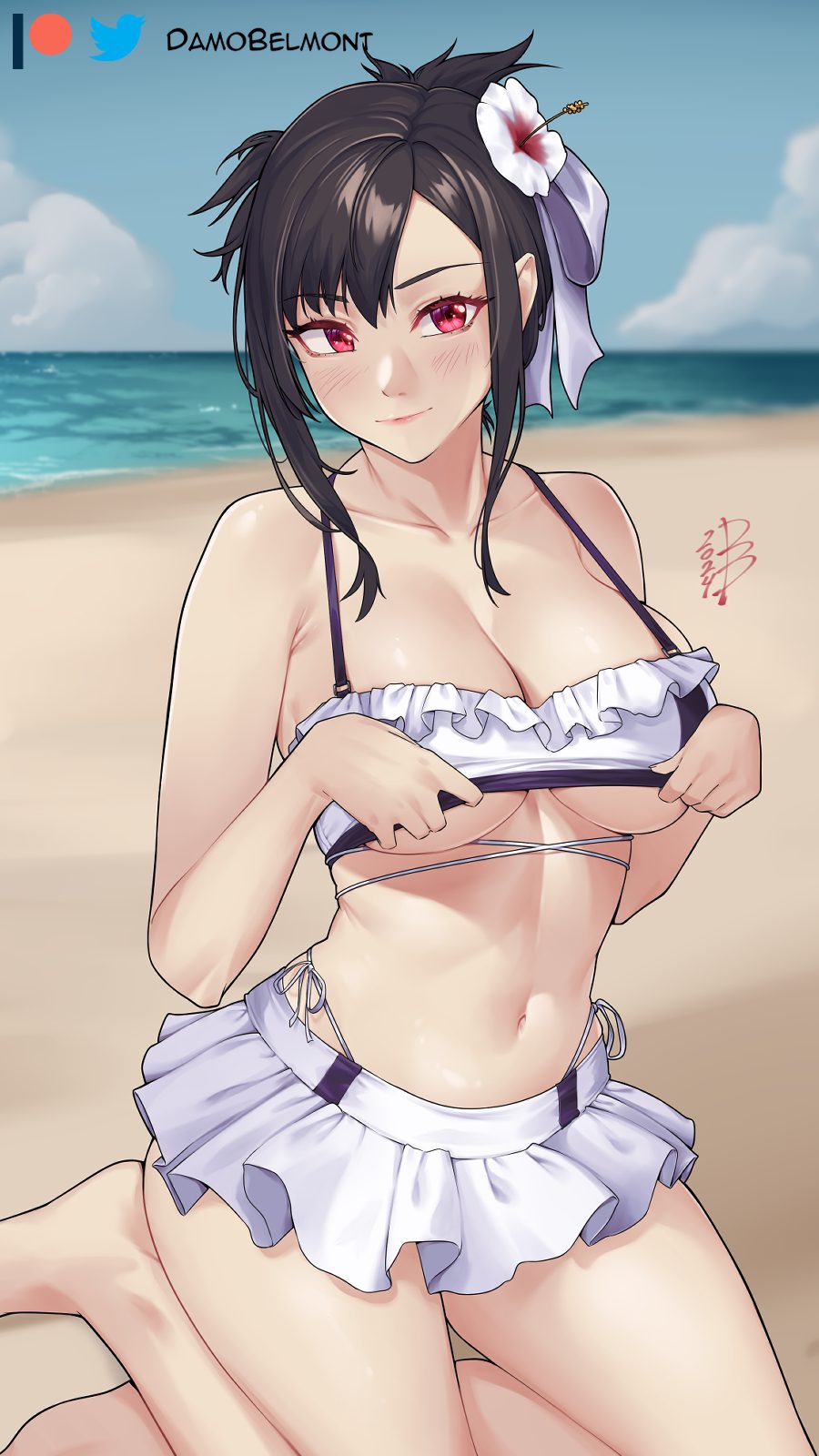 final-fantasy-hentai-porn-–-navel,-large-breasts,-beach,-white-skirt,-thighs,-bikini-skirt