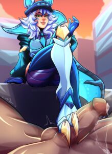 league-of-legends-hentai-art-–-claws,-foot-focus,-pawjob,-footjob,-xayah,-low-angle-view,-clawed-feet