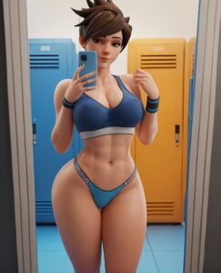 overwatch-porn-–-hourglass-figure,-overwatch-ight-skinned-female,-skimpy-clothes,-pose,-brown-hair,-belly-button