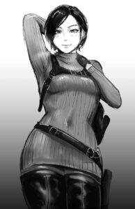 resident-evil-rule-–-black-and-white,-ada-wong,-belt,-armpits,-accae