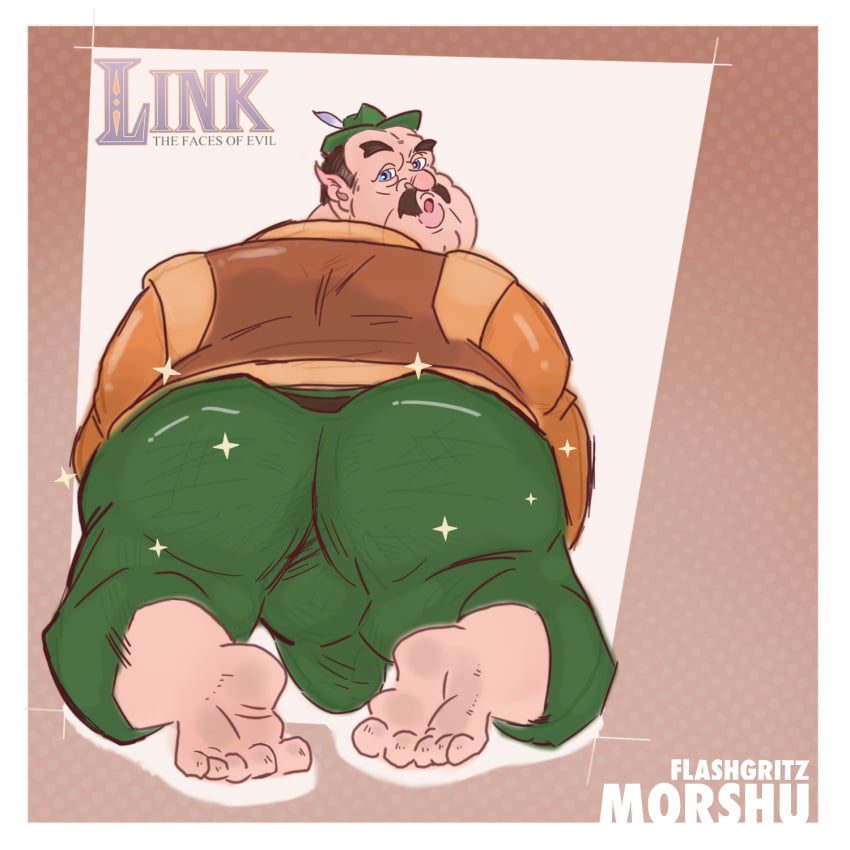 the-legend-of-zelda-hentai-xxx-–-barefoot,-the-legend-of-zelda-(cd-i),-obese-male,-chubby-male,-pants,-green-pants,-round-butt