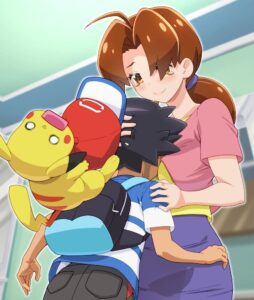 deliaketchum-hentai,-satoshi-hentai-–-red-cap,-black-hair,-black-pants,-pokemon-sm,-white-shirt,-brown-eyes