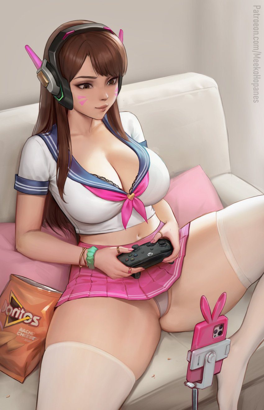 overwatch-porn-–-female,-sitting,-livestreaming,-no-bra,-oblivious,-breasts