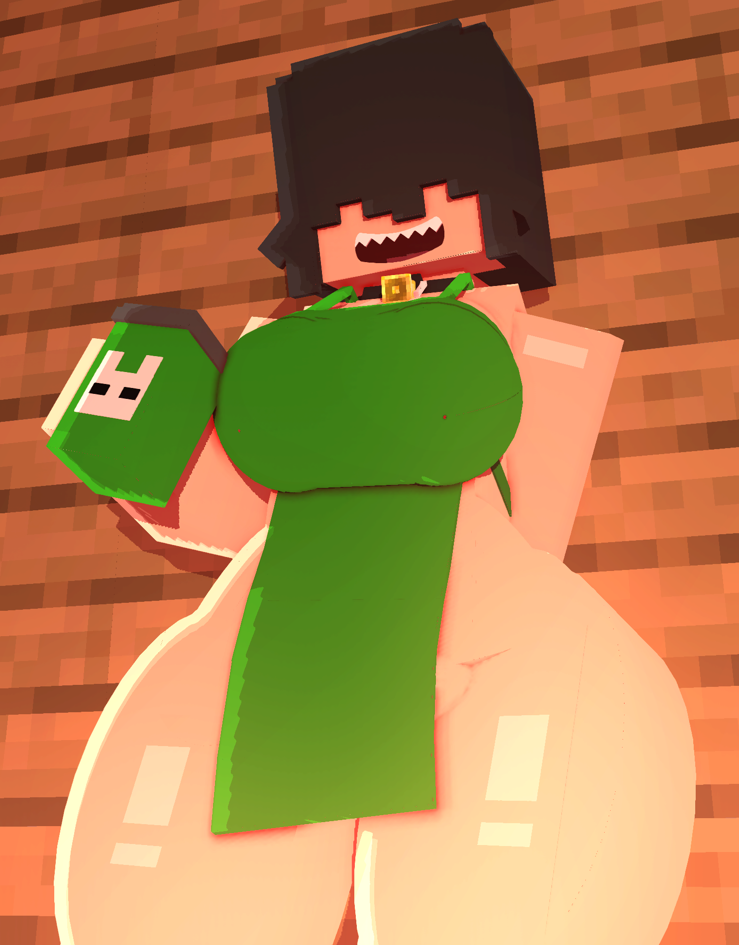 Minecraft Hentai Art - apron, original character, open mouth, thighs file 2d1b524e944e369a001257b59411f998